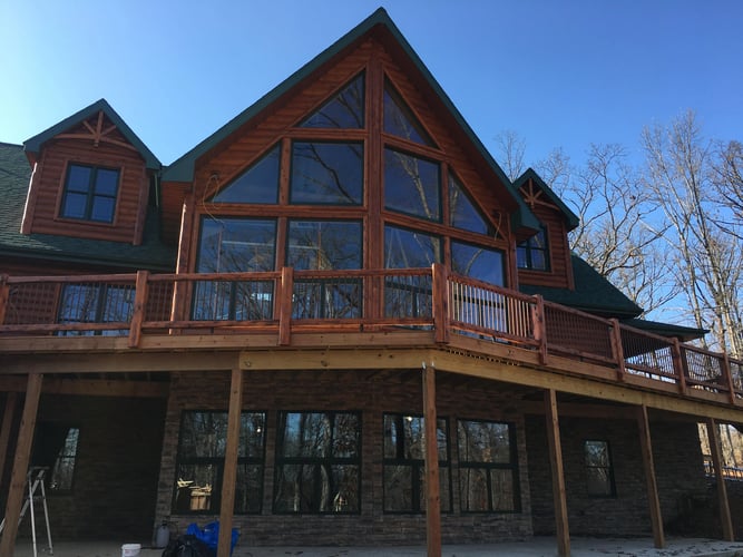 log rail cabin exterior