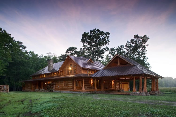 Weathered wood cabin exterior